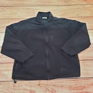 Emerge Jacket Mens Large Black Outdoor Fleece‎ Full Zip Nylon Trim Outdoor Coat